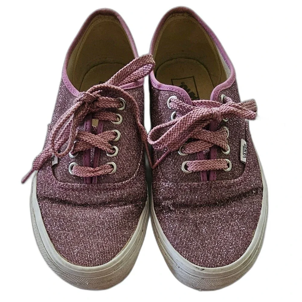 Vans Authentic Lurex Glitter Sneakers Womens 8.5 Pink Sparkle Off the Wall